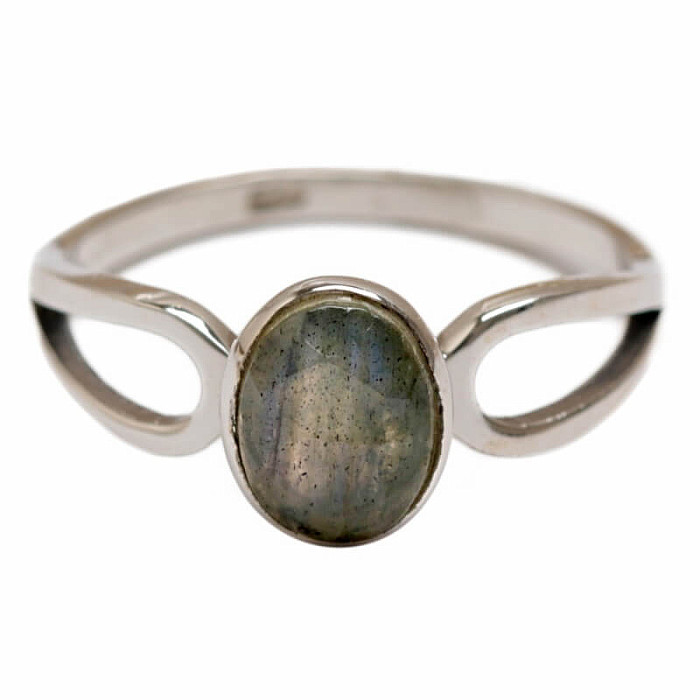 Stříbrný prsten s labradoritem - 57 mm (US 8), 2,2 g