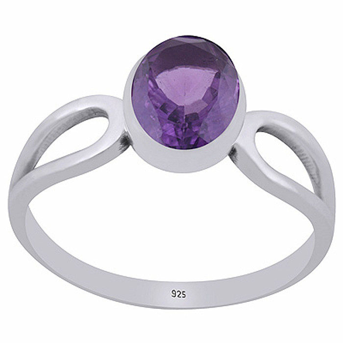 Stříbrný prsten s ametystem - 59 mm (US 9), 2,2 g