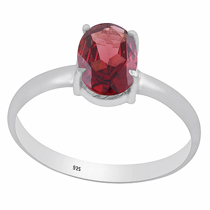 Stříbrný prsten s granátem - 52 mm (US 6), 1,6 g