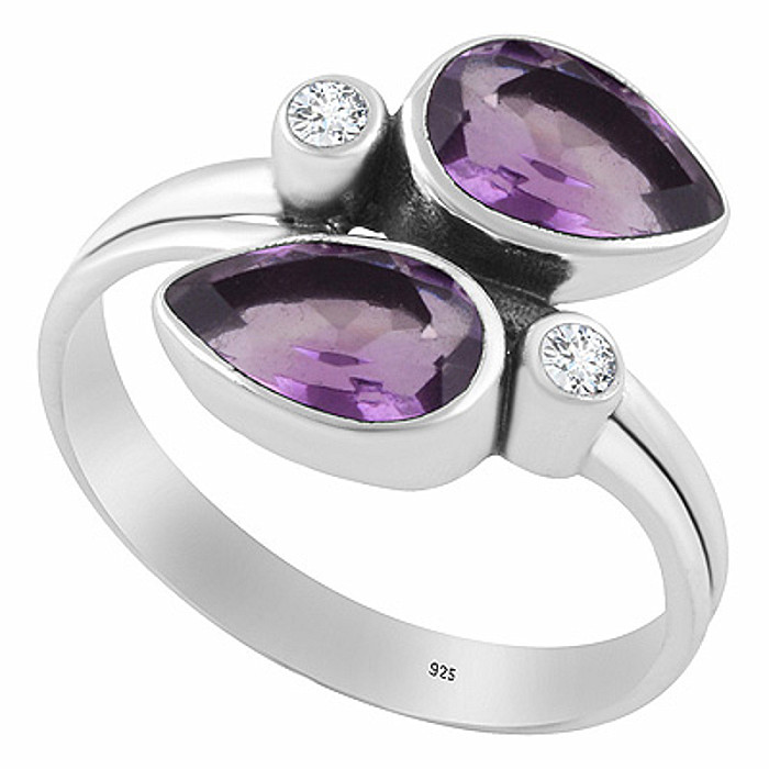 Stříbrný prsten s ametystem - 57 mm (US 8), 2,8 g