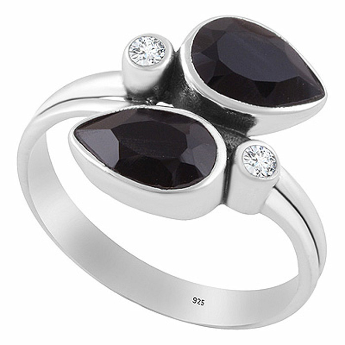 Stříbrný prsten s onyxem - 54 mm (US 7) 2,8 g