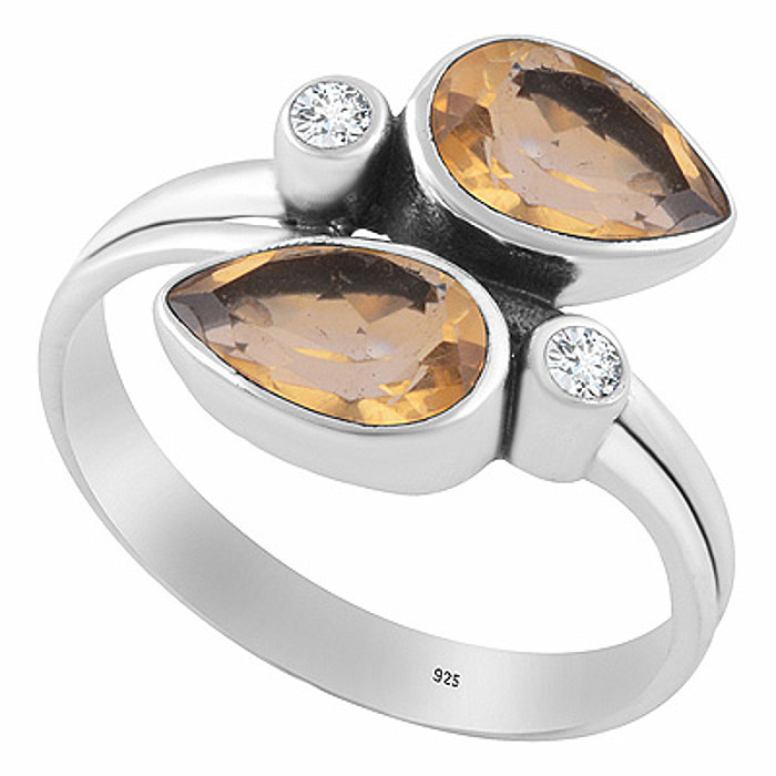 Stříbrný prsten s citrínem - 54 mm (US 7) 2,8 g