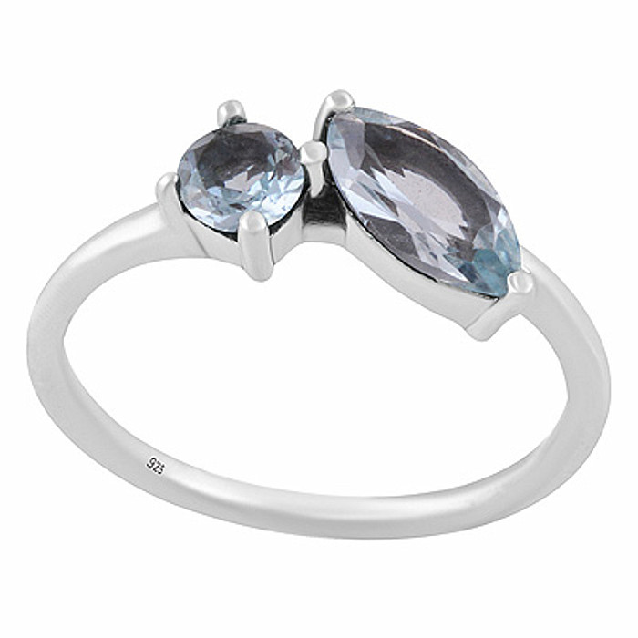 Stříbrný prsten s modrým topazem - 58 mm (US 8,5), 1,8 g