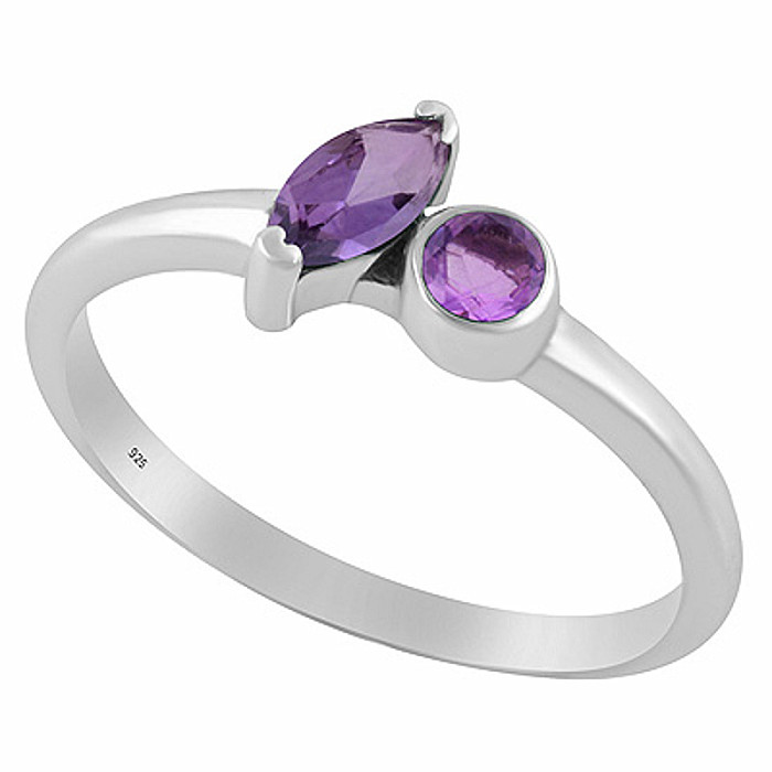 Stříbrný prsten s ametystem - 52 mm (US 6), 1,9 g