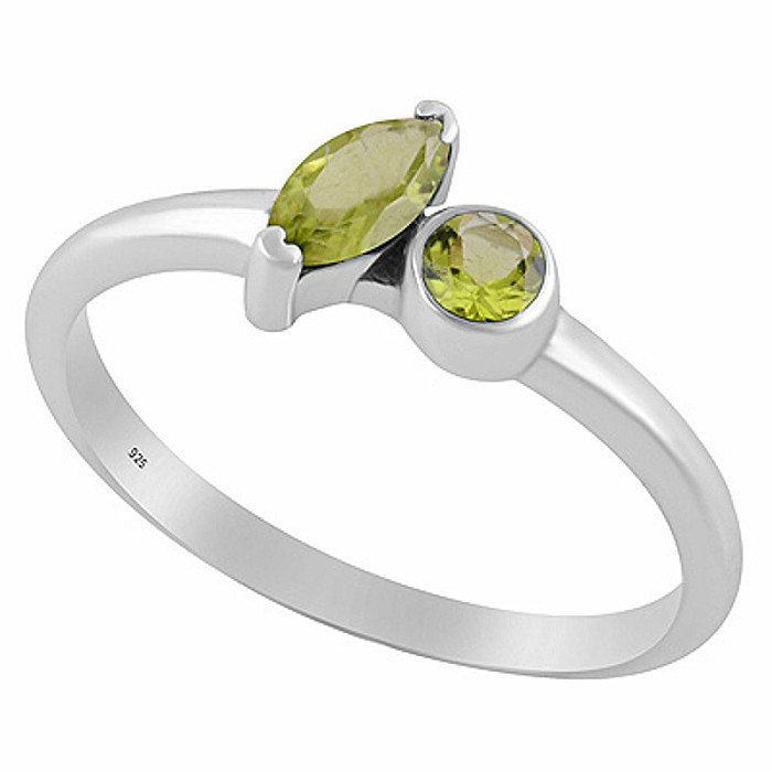 Stříbrný prsten s olivínem - 53 mm (US 6,5), 1,9 g