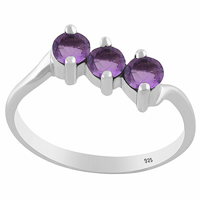 Stříbrný prsten s ametystem - 52 mm (US 6), 2 g