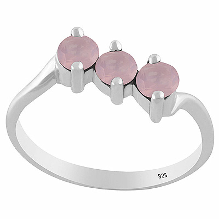 Stříbrný prsten s růženínem - 54 mm (US 7) 2 g