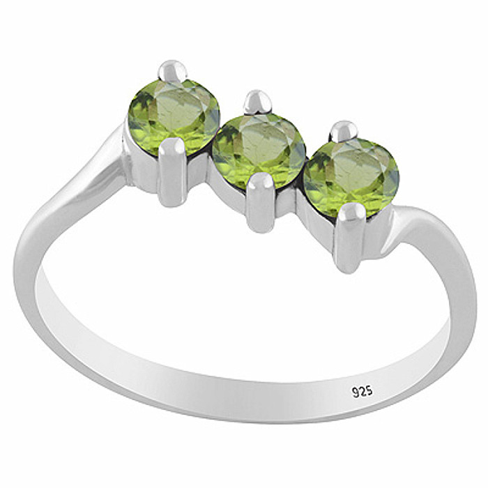 Stříbrný prsten s olivínem - 59 mm (US 9), 2,1 g
