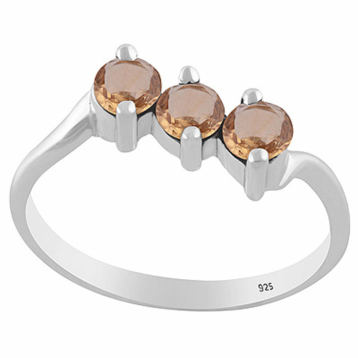 Stříbrný prsten s citrínem - 54 mm (US 7) 2 g