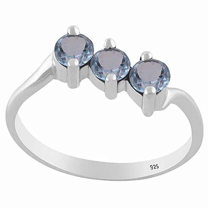 Stříbrný prsten s modrým topazem - 54 mm (US 7) 2,1 g