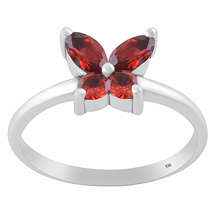 Stříbrný prsten s granátem - 53 mm (US 6,5), 2,4 g
