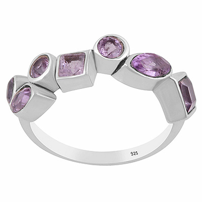 Stříbrný prsten s ametystem - 54 mm (US 7) 3,1 g