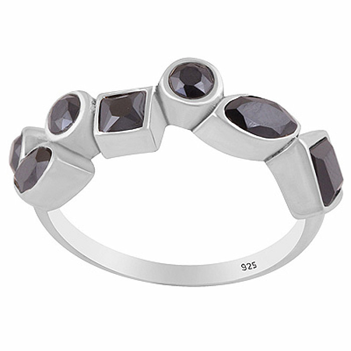 Stříbrný prsten s onyxem - 54 mm (US 7) 3,5 g