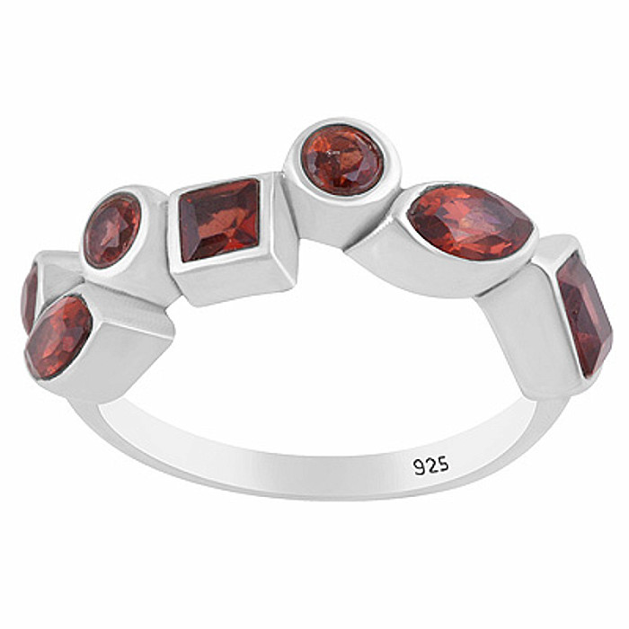 Stříbrný prsten s granátem - 59 mm (US 9), 3,3 g