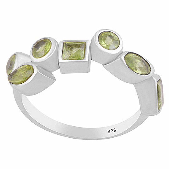Stříbrný prsten s olivínem - 54 mm (US 7) 3,5 g