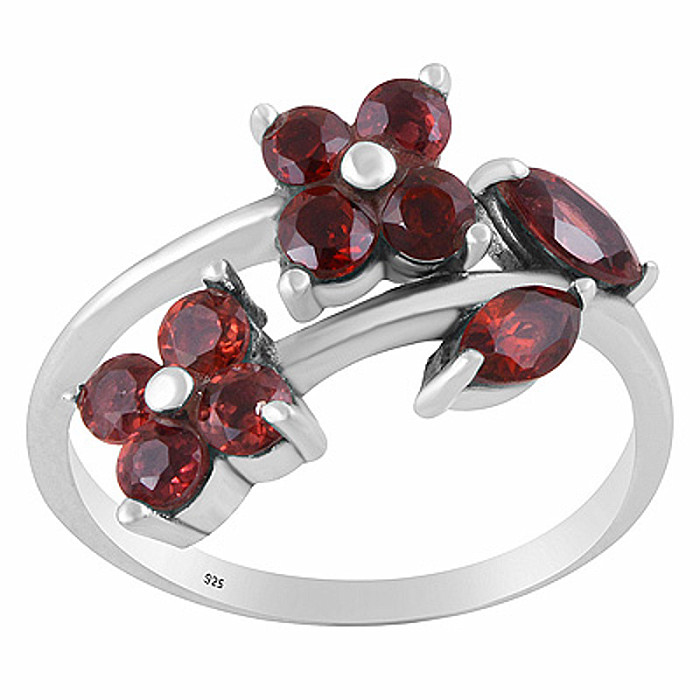 Stříbrný prsten s granátem - 60 mm (US 9,5), 3,6 g