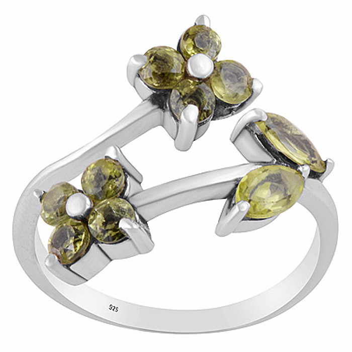 Stříbrný prsten s olivínem - 59 mm (US 9), 3,6 g