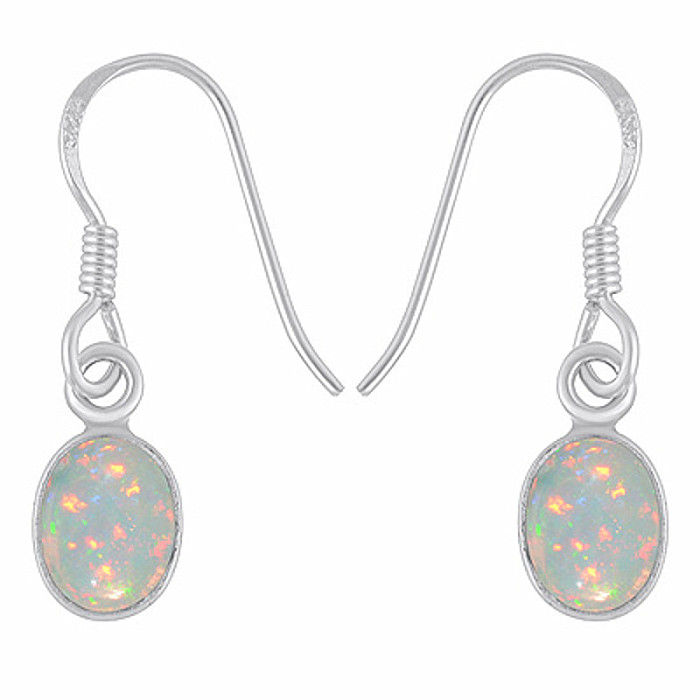 Stříbrné visací náušnice s etiopským opálem - 2,5 cm, 1,8 g