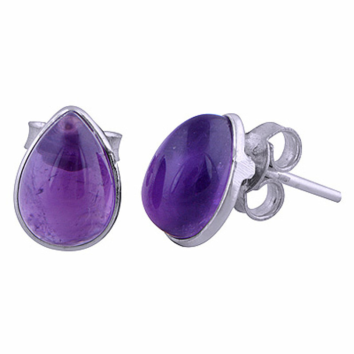 Stříbrné náušnice pecky s ametystem - 11 mm, 1,8 g