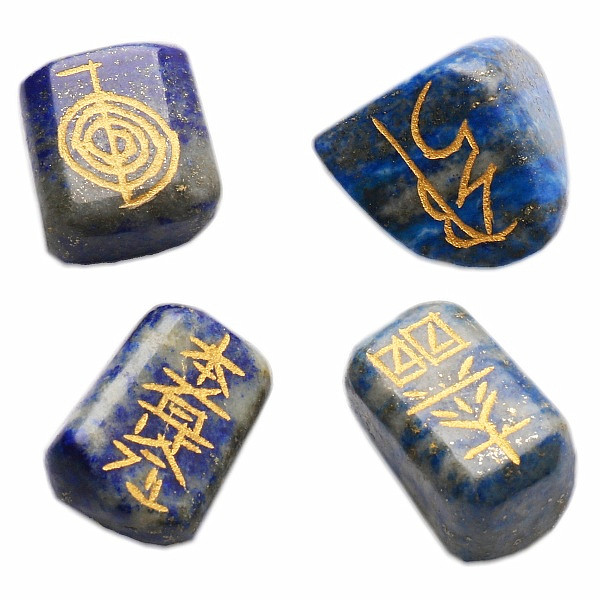 Levně Reiki sada kamenů lapis lazuli se symboly Reiki - 4 x cca 3,8 cm