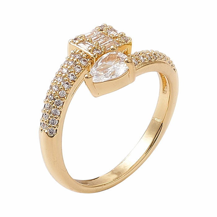 Dámský pozlacený prsten kubická zirkonie Kapka - 54 mm