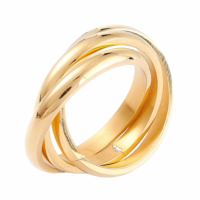 Levně Dámský ocelový prsten Golden Trinity - 52 mm (US 6)