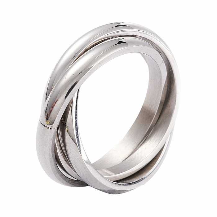 Levně Dámský ocelový prsten Silver Trinity - 54 mm (US 7)