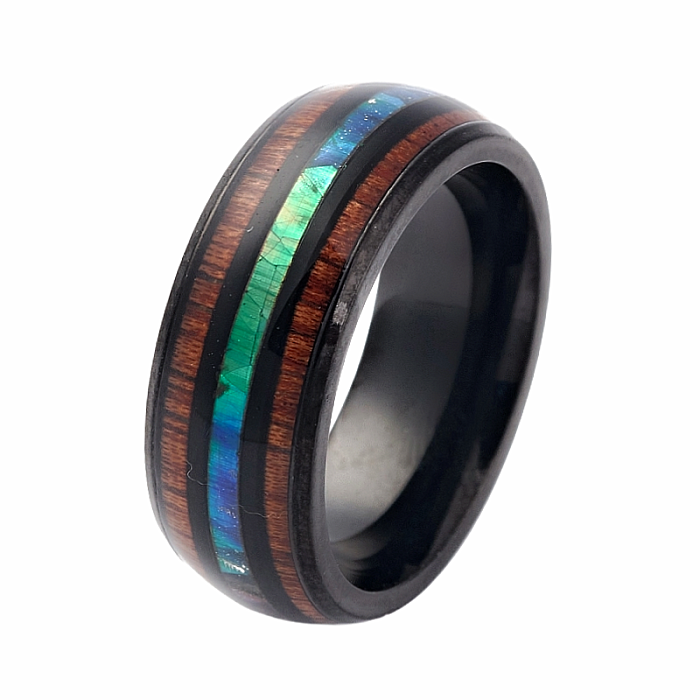 Levně Dámský ocelový prsten Sienna and Paua - 54 mm (US 7)