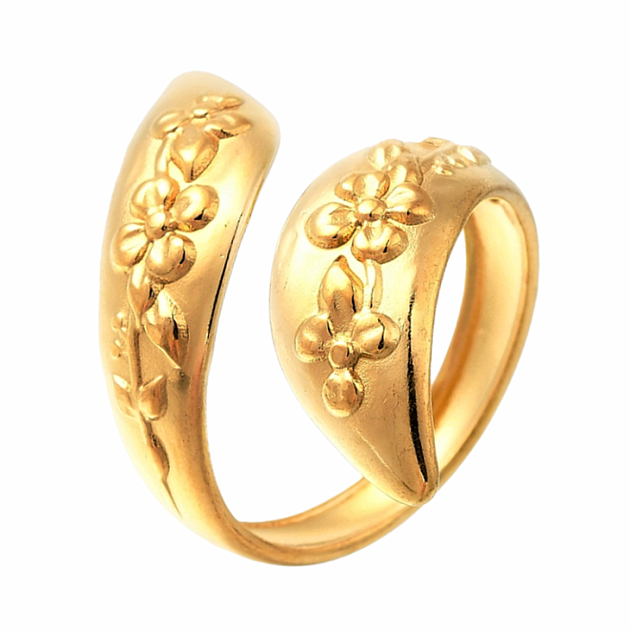 Levně Dámský ocelový prsten Flowers - 54 mm (US 7)