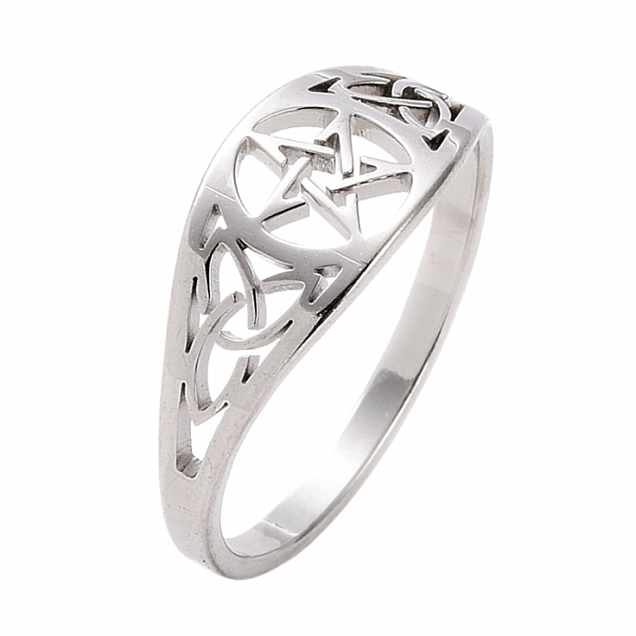 Prsten pro čarodějku Pentagram nerez ocel - 54 mm