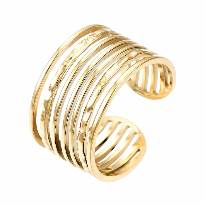 Levně Dámský ocelový prsten Golden multistrand - 53 mm (US 6,5)