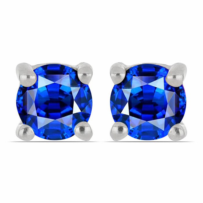 Náušnice stříbrné s broušenými modrými safíry Ag 925 040418 SAF - 0,4 cm, 0,8 g