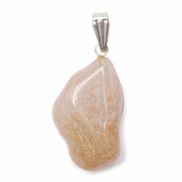 Levně Sagenit křišťál s rutilem tamblovaný přívěsek 1,9 - 2,2 cm - cca 1,9 - 2,2 cm