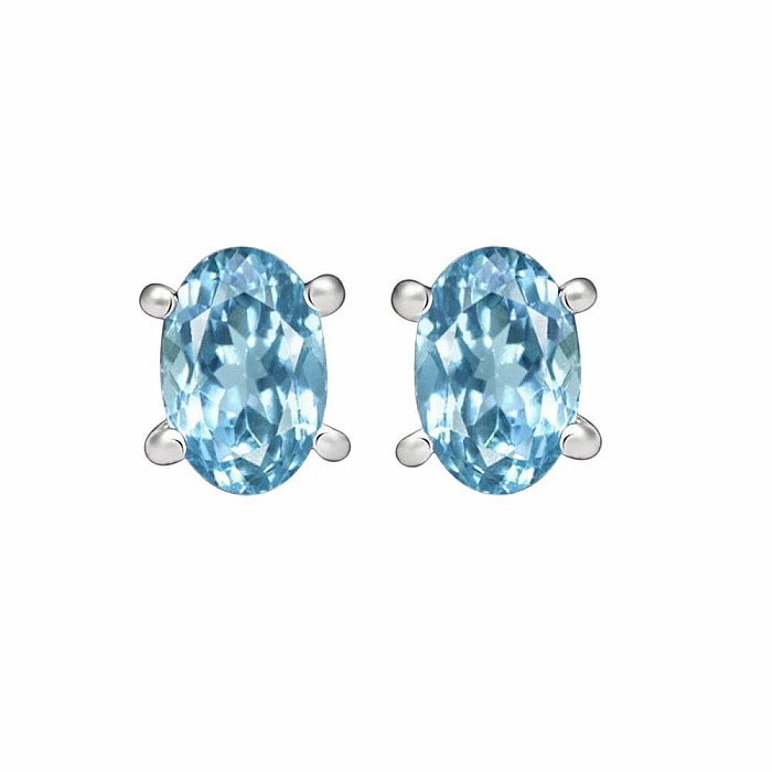 Stříbrné náušnice pecky s modrým topazem - 0,6 cm, 0,8 g