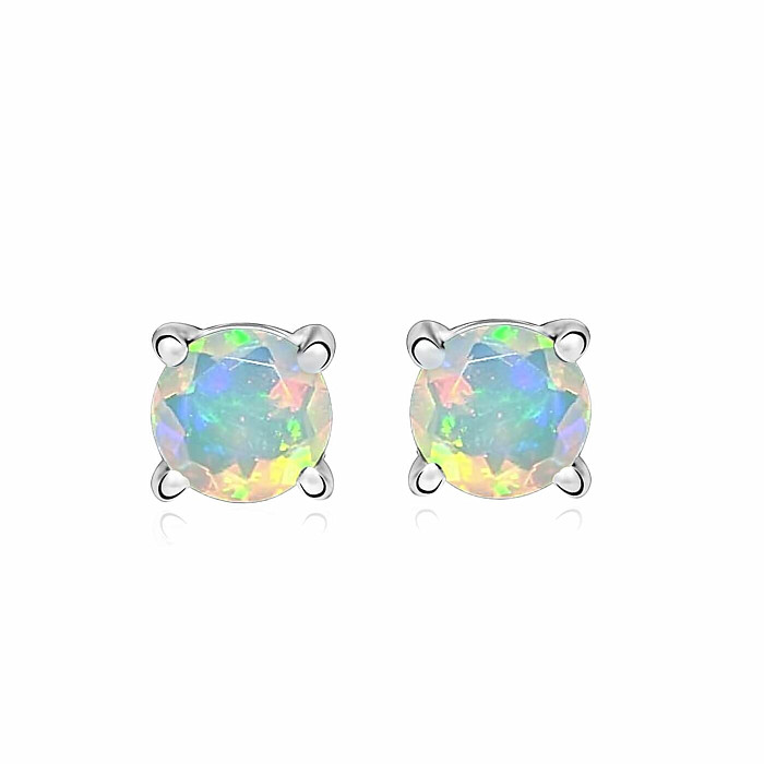 Stříbrné náušnice pecky s etiopským opálem - 0,4 cm, 0,5 g