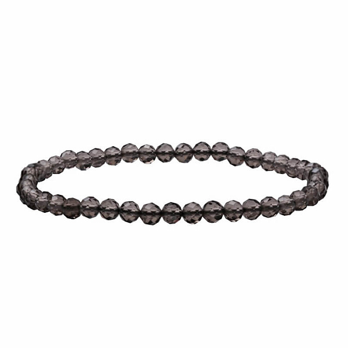 Levně Obsidián kouřový náramek broušené korálky 4 mm - obvod cca 16 až 21 cm