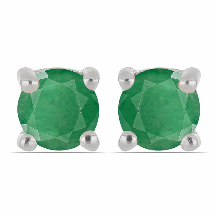 Náušnice stříbrné s broušenými smaragdy Ag 040418 EM - 0,4 cm, 0,8 g