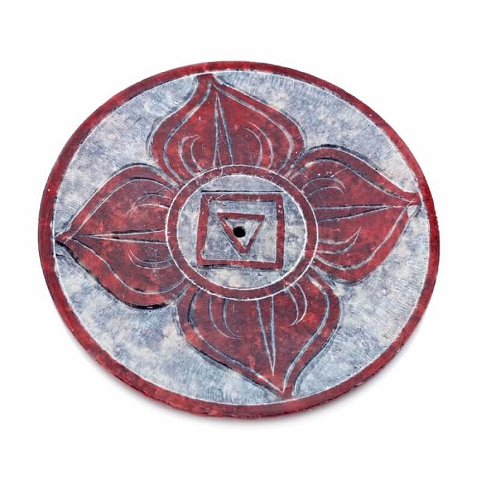 Stojánek z mastku pro vonné tyčinky Kořenová čakra - 7,5 cm