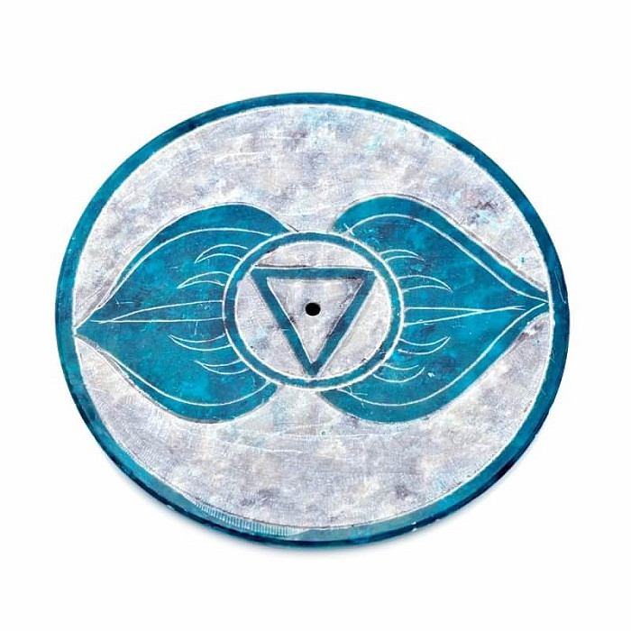 Stojánek z mastku pro vonné tyčinky Čakra Třetího oka - 7,5 cm