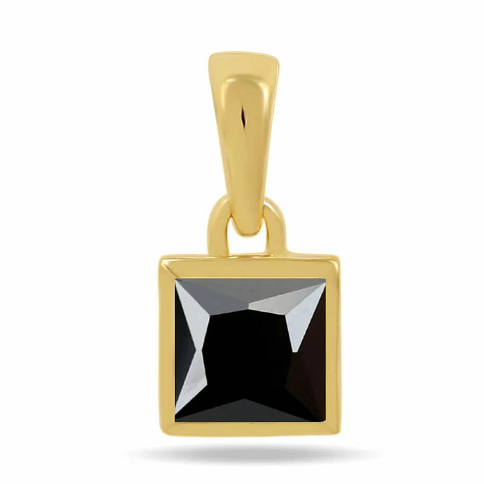 Stříbrný přívěsek pozlacený a černý spinel CB-P707G-BS - 6 mm, 0,6 g