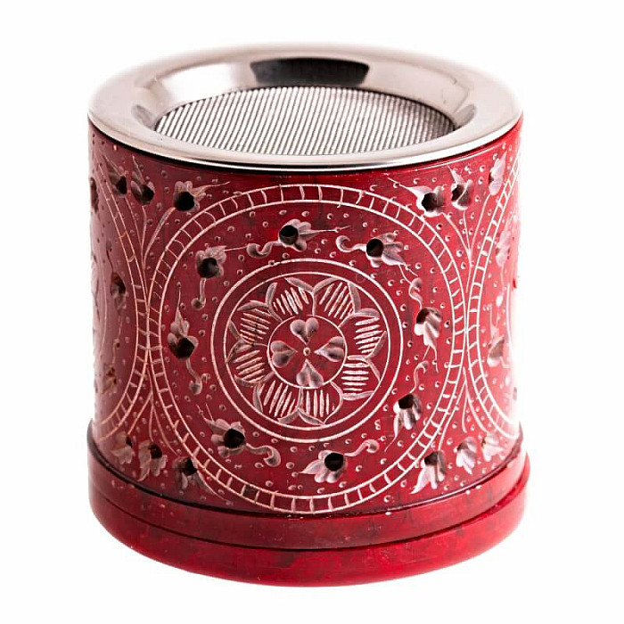 Kadidelnice z mastku Red flowers - cca 8,5 x 8 cm