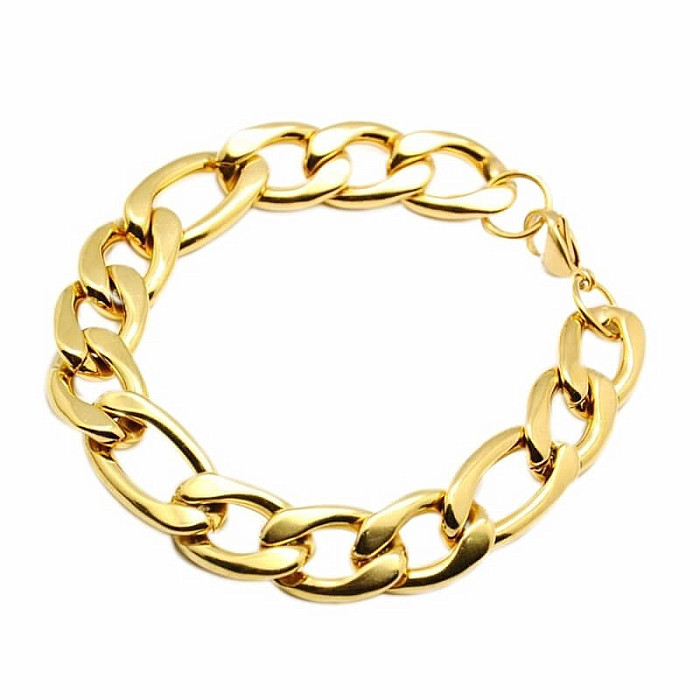 Náramek Figaro styl nerezová ocel barva zlata 20 cm - obvod cca 20 cm