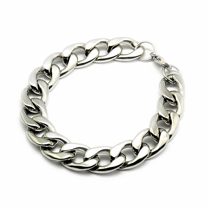 Náramek Curb styl nerezová ocel barva stříbra 21 cm - obvod cca 21 cm