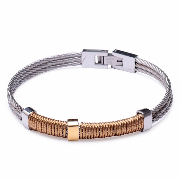 Levně Náramek z nerezové oceli Watch Band v barvě zlatostříbrné - obvod cca 20 cm
