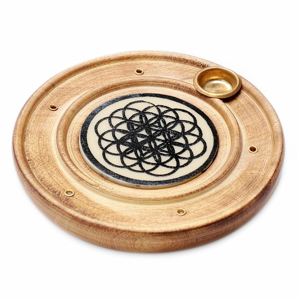 Stojánek na vonné tyčinky a kužely kulatý Květina života - cca 10 cm