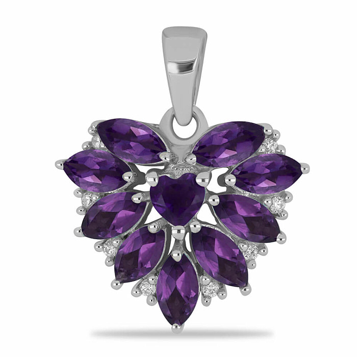 Levně Přívěsek stříbrný s africkými ametysty a zirkony Ag 925 043063 AFAM - 1,7 cm, 3,1 g