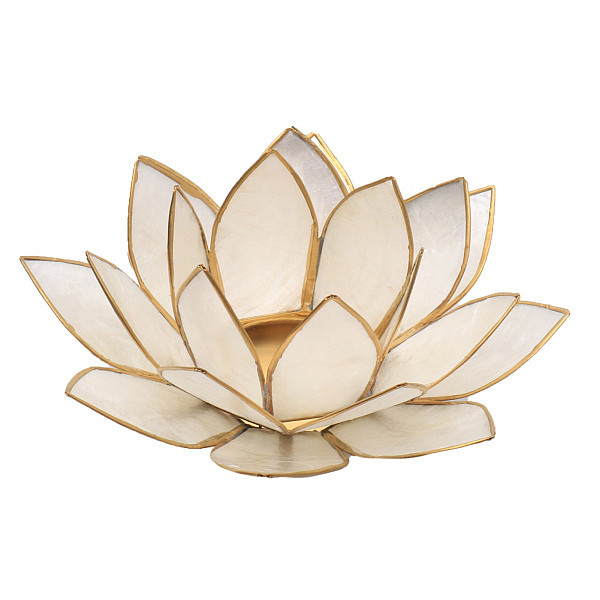 Svícen lotos perleťověbílý - cca 13,5 cm