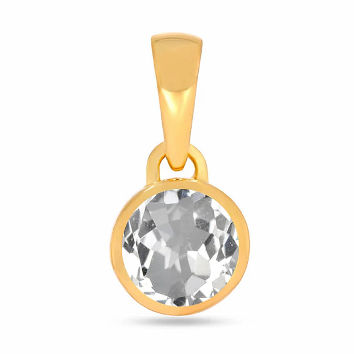 Stříbrný přívěsek pozlacený s bílým topazem CB-P708G-WT - 5 mm, 0,5 g