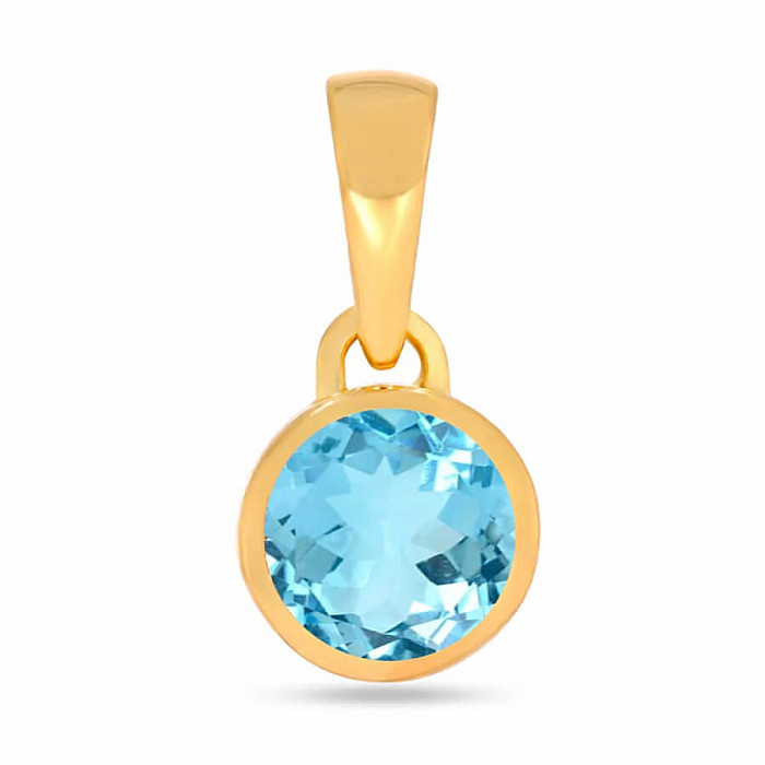 Stříbrný přívěsek pozlacený s modrým topazem CB-P708G-BT - 6 mm, 0,5 g