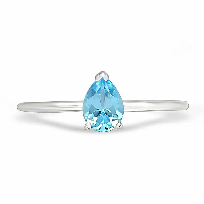 Topaz modry broušený prsten stříbro Ag 925 RBC301 - 57 mm (US 8), cca 1 g